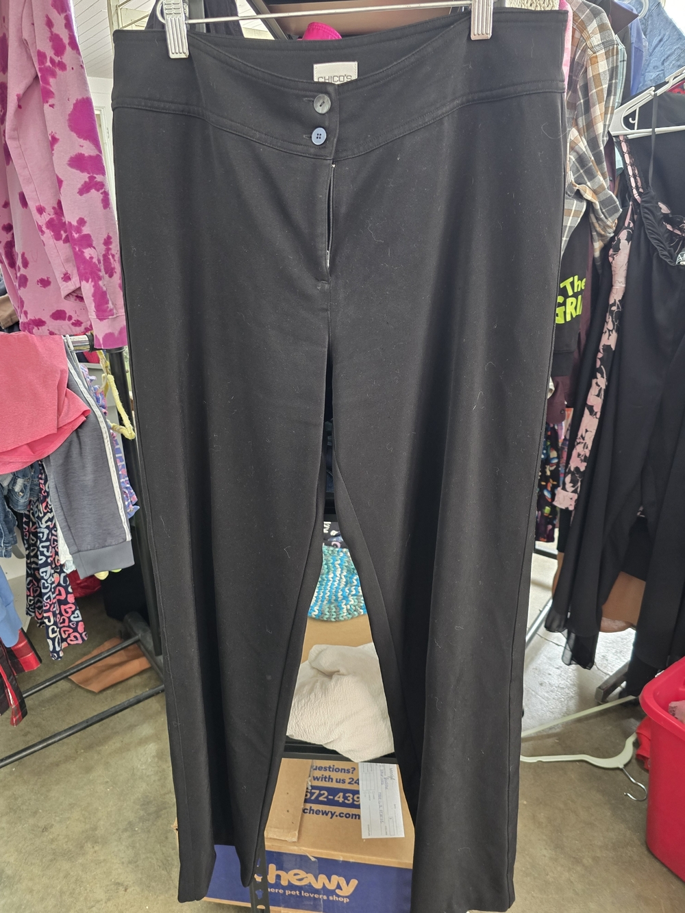 Chico's Black Stretch Pull-On Pants with Button Accent